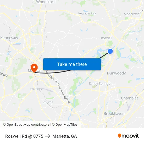 Roswell Rd @ 8775 to Marietta, GA map