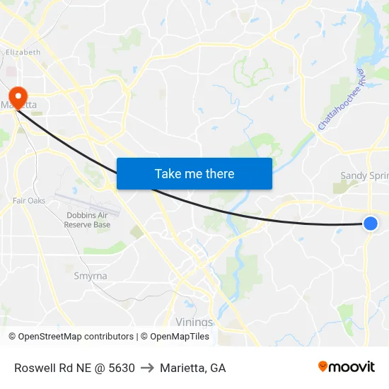 Roswell Rd NE @ 5630 to Marietta, GA map