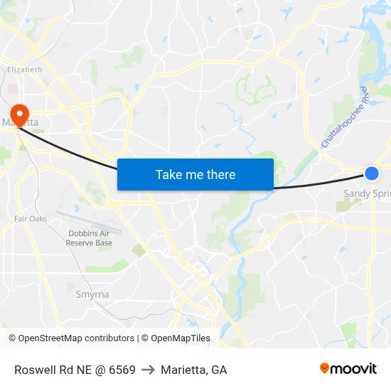 Roswell Rd NE @ 6569 to Marietta, GA map