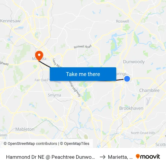 Hammond Dr NE @ Peachtree Dunwoody Rd to Marietta, GA map