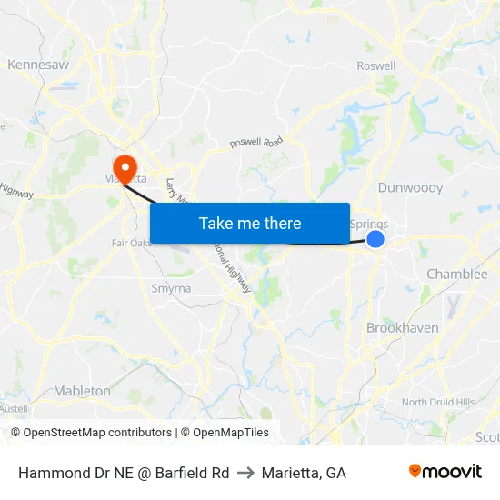 Hammond Dr NE @ Barfield Rd to Marietta, GA map