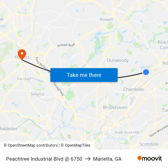 Peachtree Industrial Blvd @ 6750 to Marietta, GA map