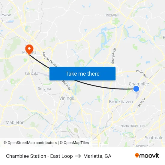 Chamblee Station - East Loop to Marietta, GA map