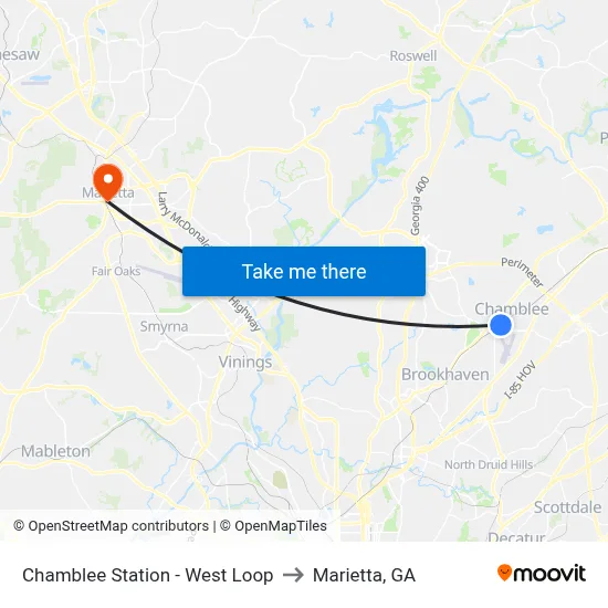 Chamblee Station - West Loop to Marietta, GA map
