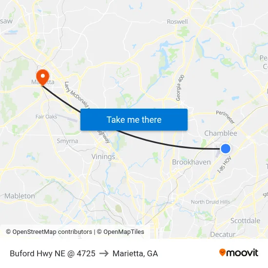 Buford Hwy NE @ 4725 to Marietta, GA map