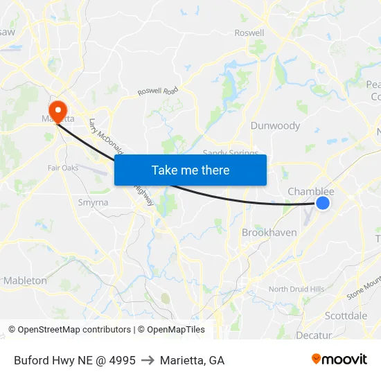 Buford Hwy NE @ 4995 to Marietta, GA map
