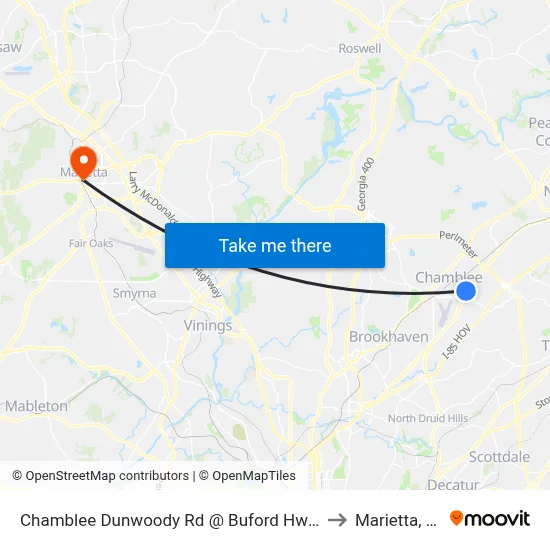 Chamblee Dunwoody Rd @ Buford Hwy NE to Marietta, GA map
