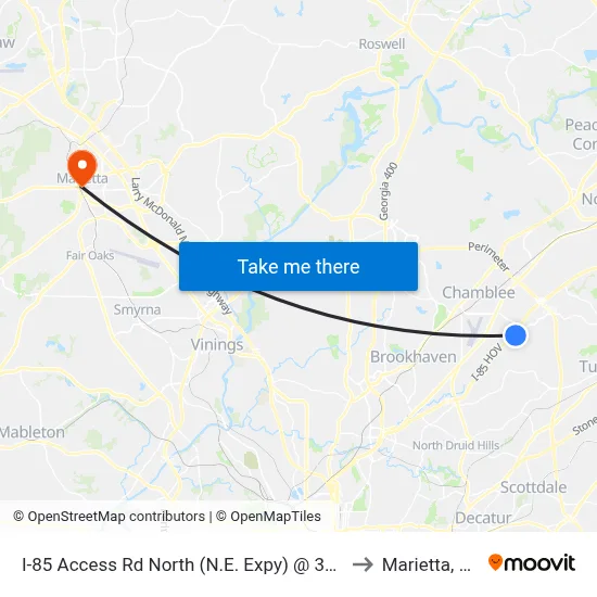 I-85 Access Rd North (N.E. Expy) @ 3355 to Marietta, GA map
