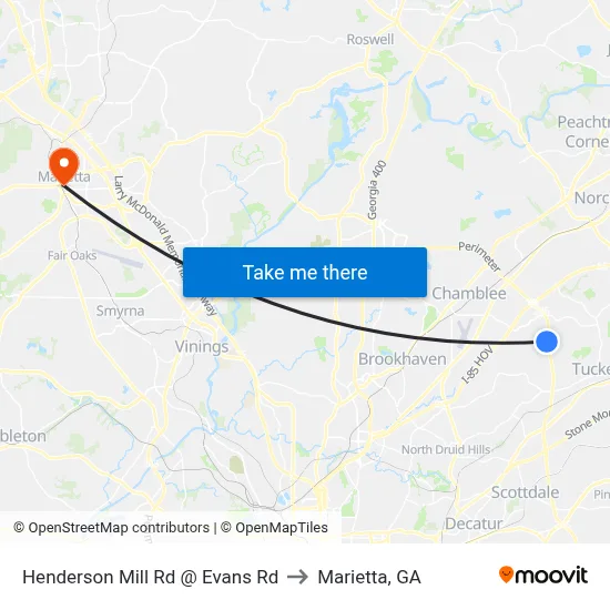 Henderson Mill Rd @ Evans Rd to Marietta, GA map