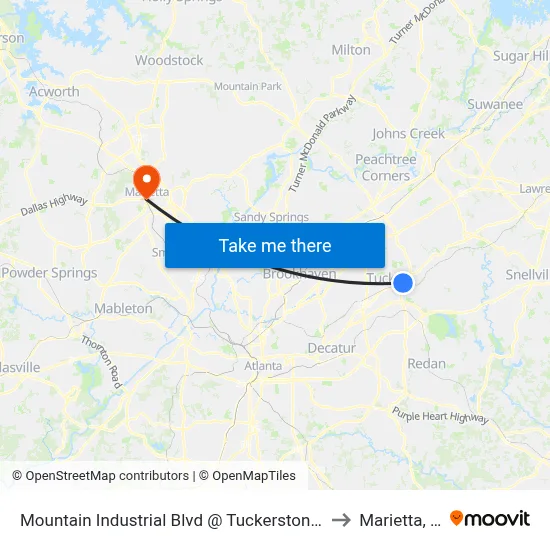 Mountain Industrial Blvd @ Tuckerstone Pkwy to Marietta, GA map