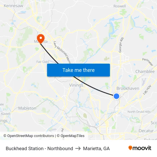 Buckhead Station - Northbound to Marietta, GA map