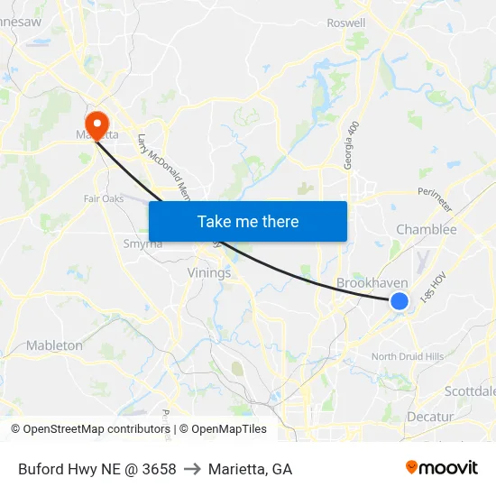 Buford Hwy NE @ 3658 to Marietta, GA map