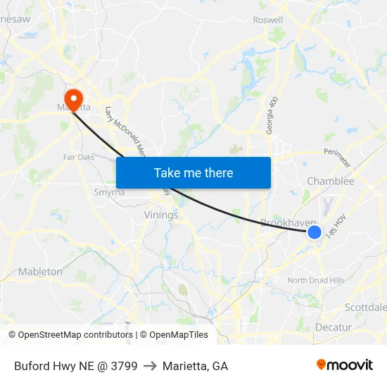 Buford Hwy NE @ 3799 to Marietta, GA map