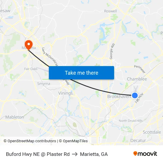 Buford Hwy NE @ Plaster Rd to Marietta, GA map