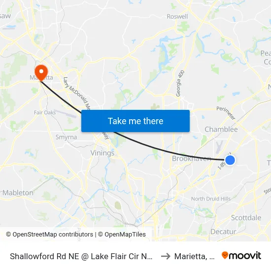 Shallowford Rd NE @ Lake Flair Cir NE (N) to Marietta, GA map