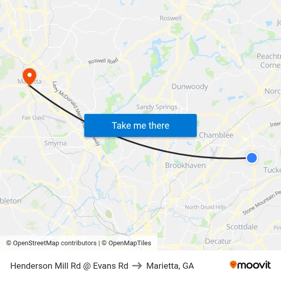 Henderson Mill Rd @ Evans Rd to Marietta, GA map
