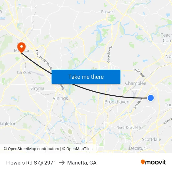Flowers Rd S @ 2971 to Marietta, GA map