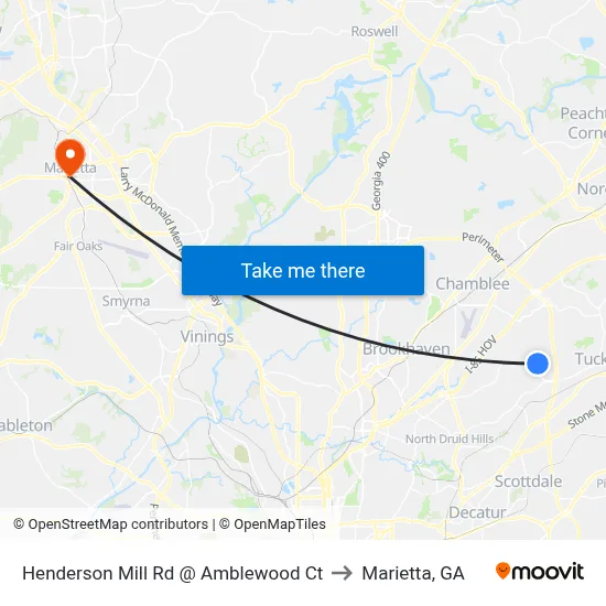 Henderson Mill Rd @ Amblewood Ct to Marietta, GA map