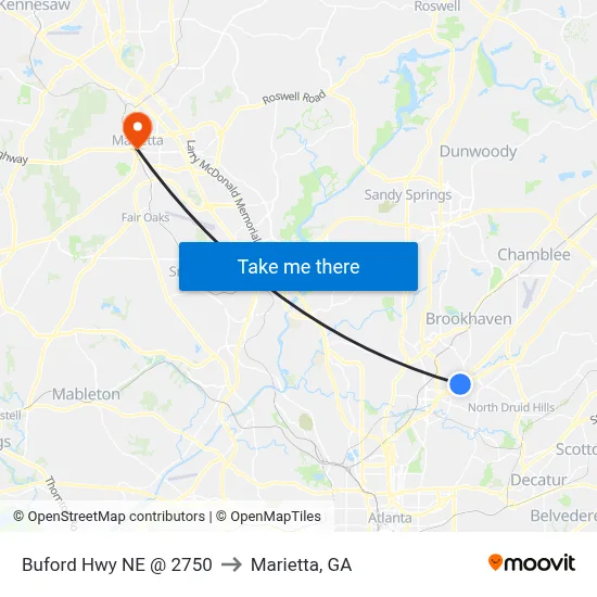 Buford Hwy NE @ 2750 to Marietta, GA map