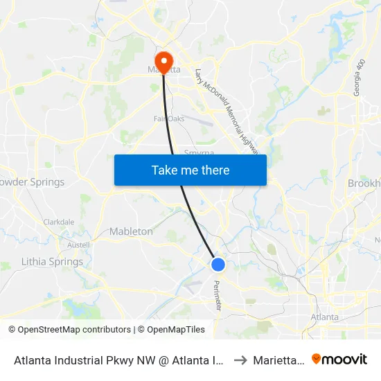 Atlanta Industrial Pkwy NW @ Atlanta Industrial Dr to Marietta, GA map