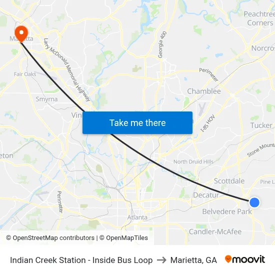 Indian Creek Station - Inside Bus Loop to Marietta, GA map