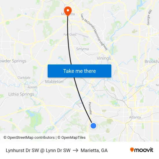 Lynhurst Dr SW @ Lynn Dr SW to Marietta, GA map