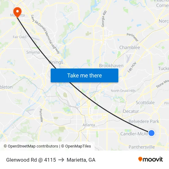 Glenwood Rd @ 4115 to Marietta, GA map