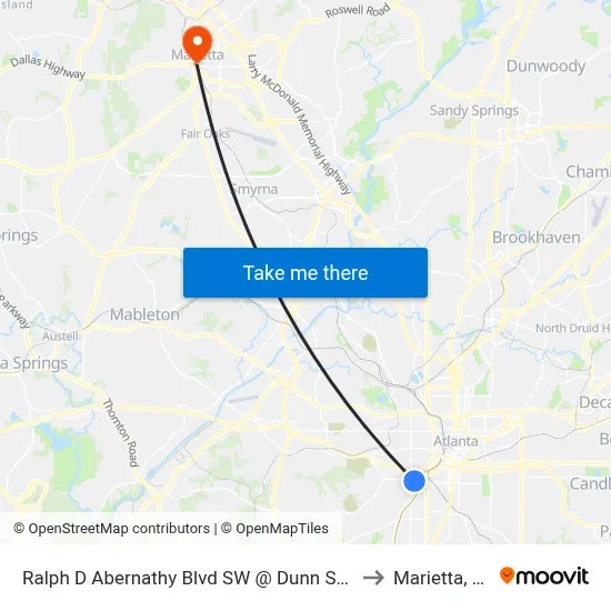 Ralph D Abernathy Blvd SW @ Dunn St SW to Marietta, GA map