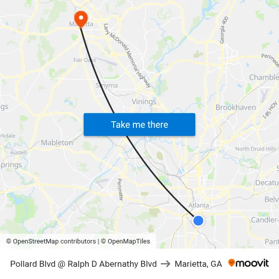 Pollard Blvd @ Ralph D Abernathy Blvd to Marietta, GA map