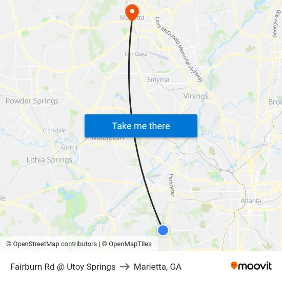 Fairburn Rd @ Utoy Springs to Marietta, GA map