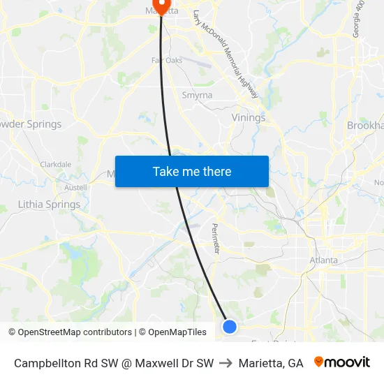 Campbellton Rd SW @ Maxwell Dr SW to Marietta, GA map