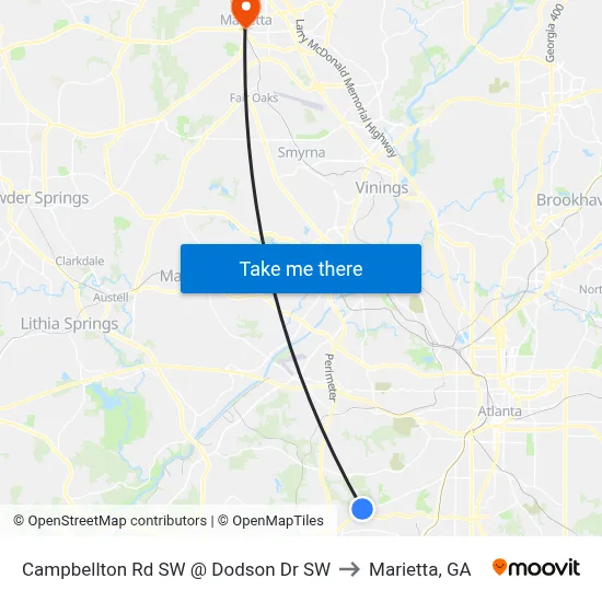 Campbellton Rd SW @ Dodson Dr SW to Marietta, GA map