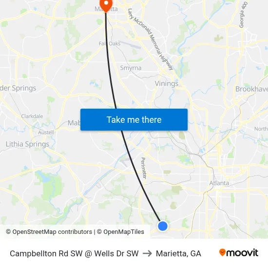 Campbellton Rd SW @ Wells Dr SW to Marietta, GA map