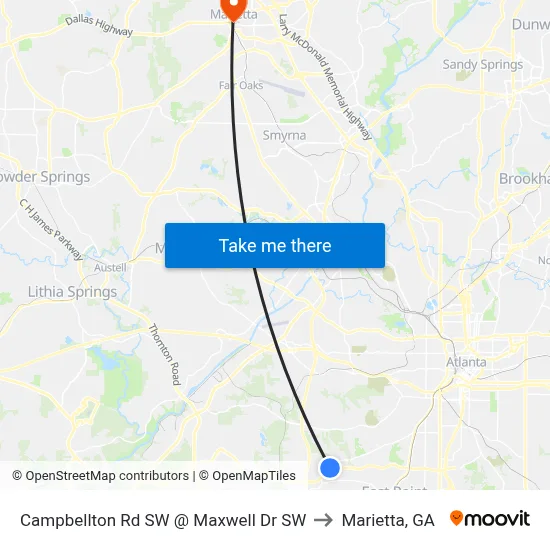 Campbellton Rd SW @ Maxwell Dr SW to Marietta, GA map