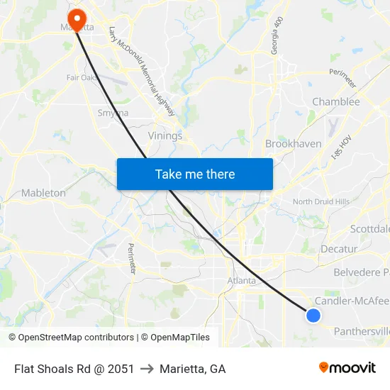 Flat Shoals Rd @ 2051 to Marietta, GA map