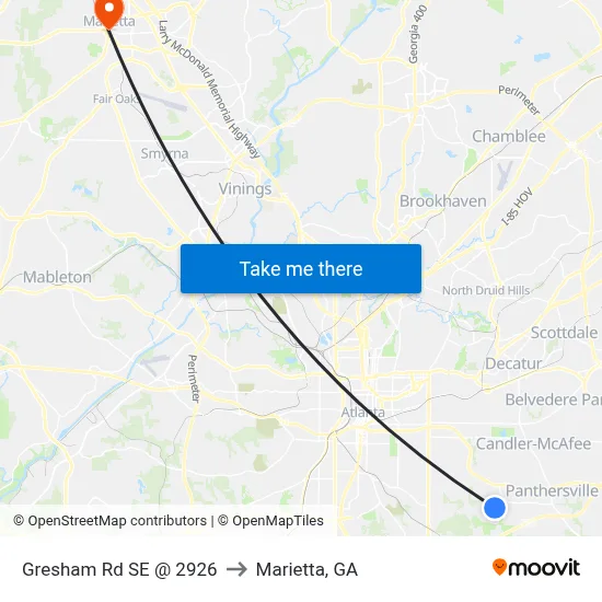 Gresham Rd SE @ 2926 to Marietta, GA map
