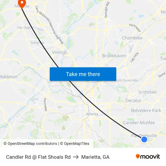 Candler Rd @ Flat Shoals Rd to Marietta, GA map