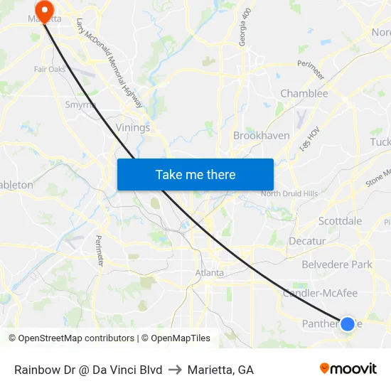 Rainbow Dr @ Da Vinci Blvd to Marietta, GA map