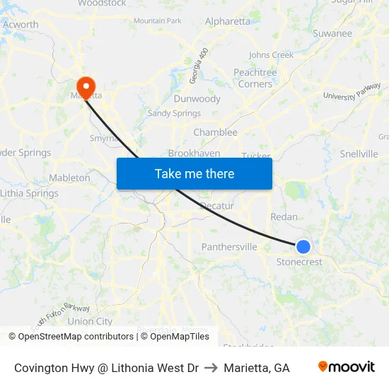 Covington Hwy @ Lithonia West Dr to Marietta, GA map
