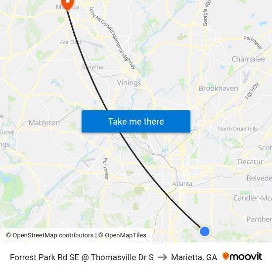 Forrest Park Rd SE @ Thomasville Dr S to Marietta, GA map