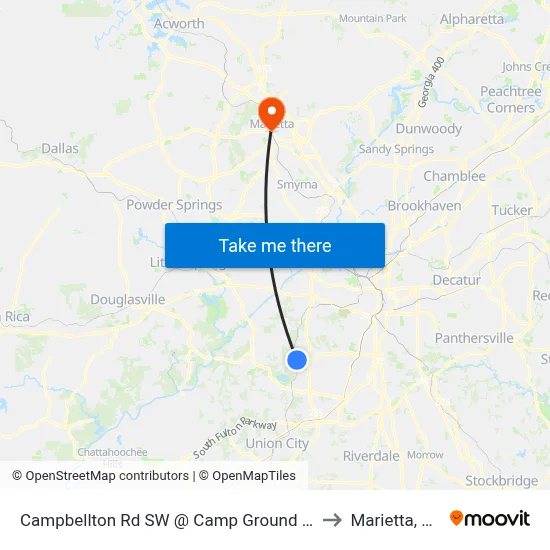 Campbellton Rd SW @ Camp Ground Rd to Marietta, GA map