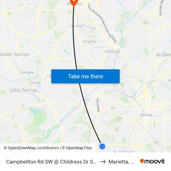 Campbellton Rd SW @ Childress Dr SW to Marietta, GA map