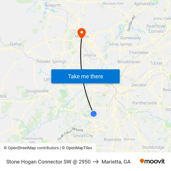Stone Hogan Connector SW @ 2950 to Marietta, GA map