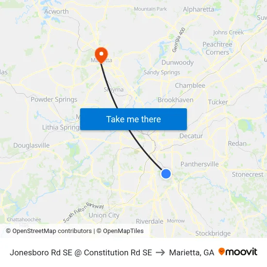 Jonesboro Rd SE @ Constitution Rd SE to Marietta, GA map