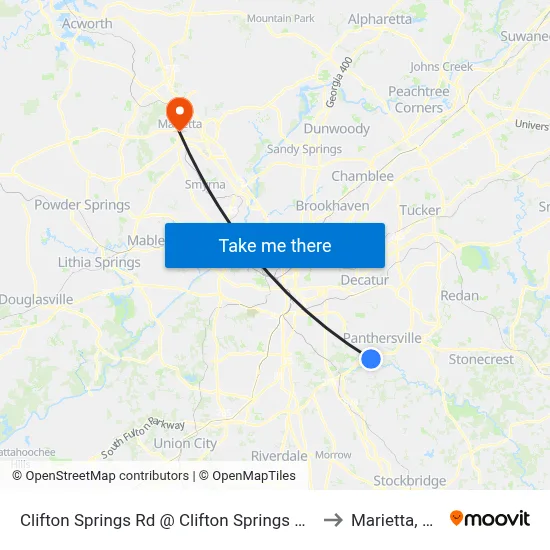 Clifton Springs Rd @ Clifton Springs Mnr to Marietta, GA map