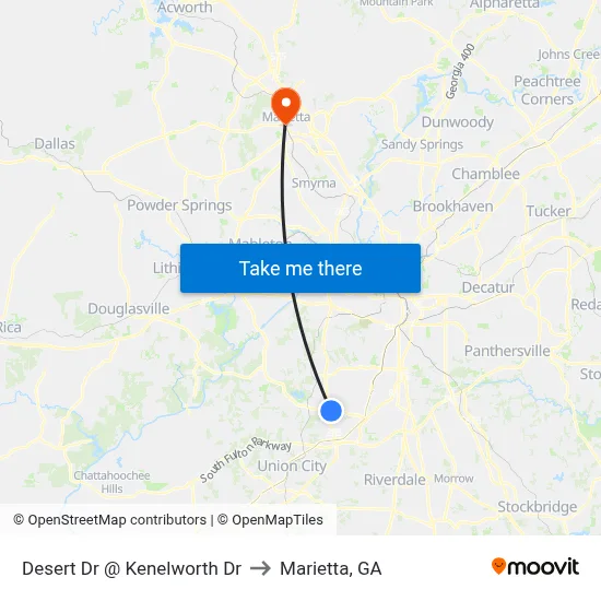 Desert Dr @ Kenelworth Dr to Marietta, GA map
