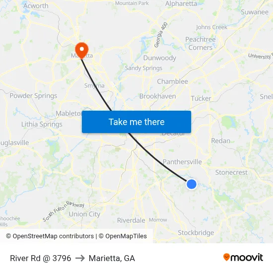 River Rd @ 3796 to Marietta, GA map