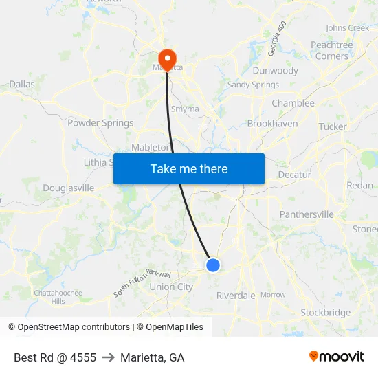 Best Rd @ 4555 to Marietta, GA map