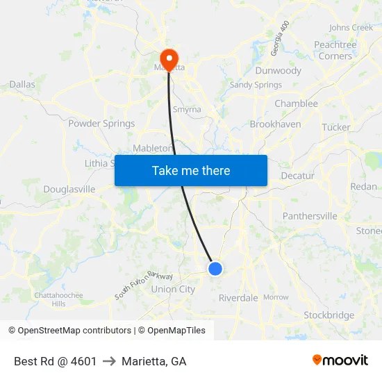 Best Rd @ 4601 to Marietta, GA map