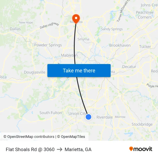 Flat Shoals Rd @ 3060 to Marietta, GA map